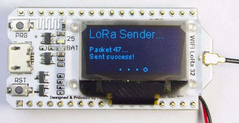 ESP32 Dev Board + SX1278 + 0.96 inch Blue OLED Display