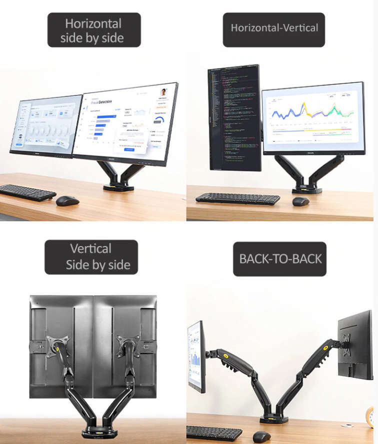 North Bayou Desktop Mount for 2 Screens(F160) - 17" - 27"