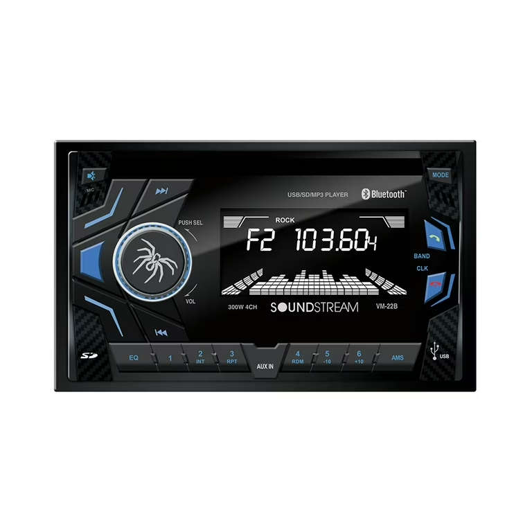 Soundstream Double-DIN Bluetooth Car Radio with USB Multimedia Playback