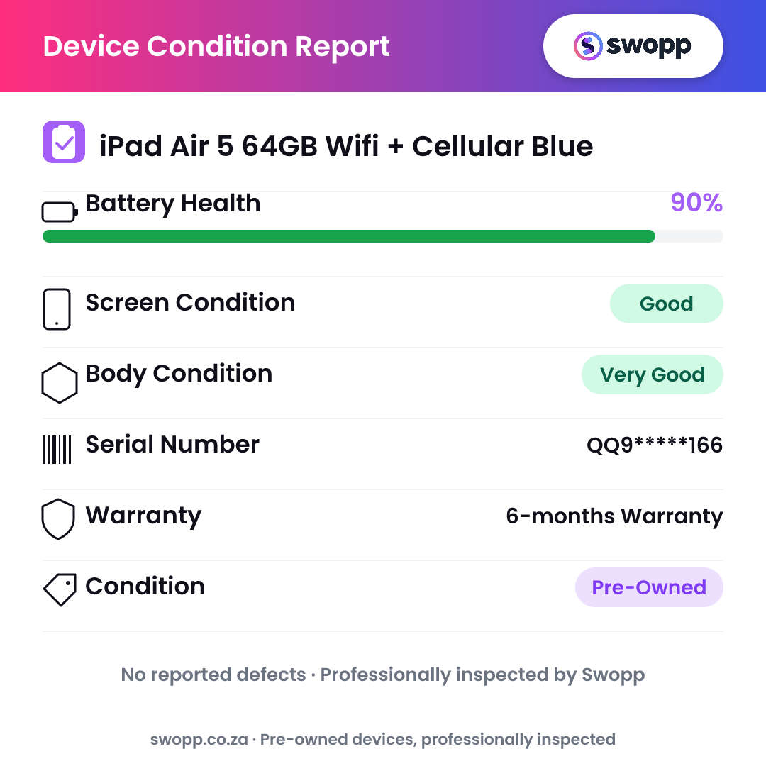 iPad Air 5 64GB Wifi + Cellular Blue