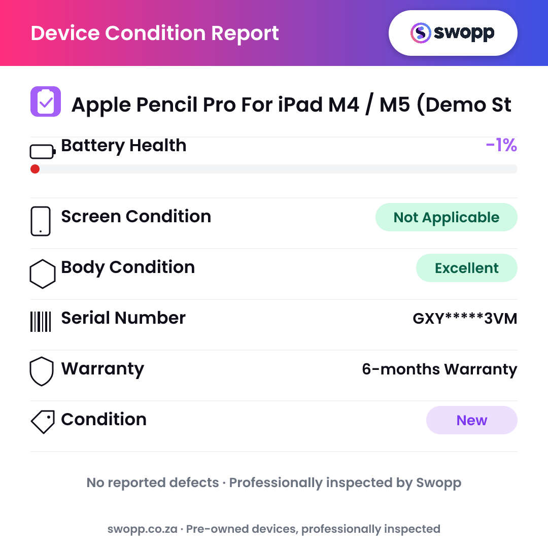 Apple Pencil Pro For iPad M4 / M5 (Demo Stock / Like new)