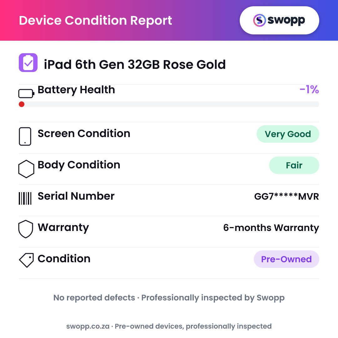 iPad 6th Gen 32GB Rose Gold