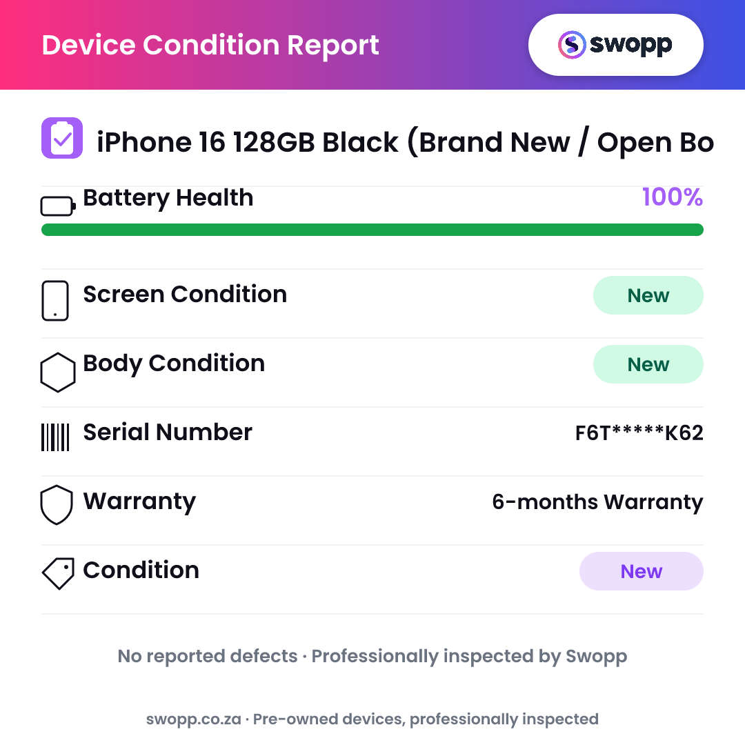 iPhone 16 128GB Black (Brand New / Open Box)