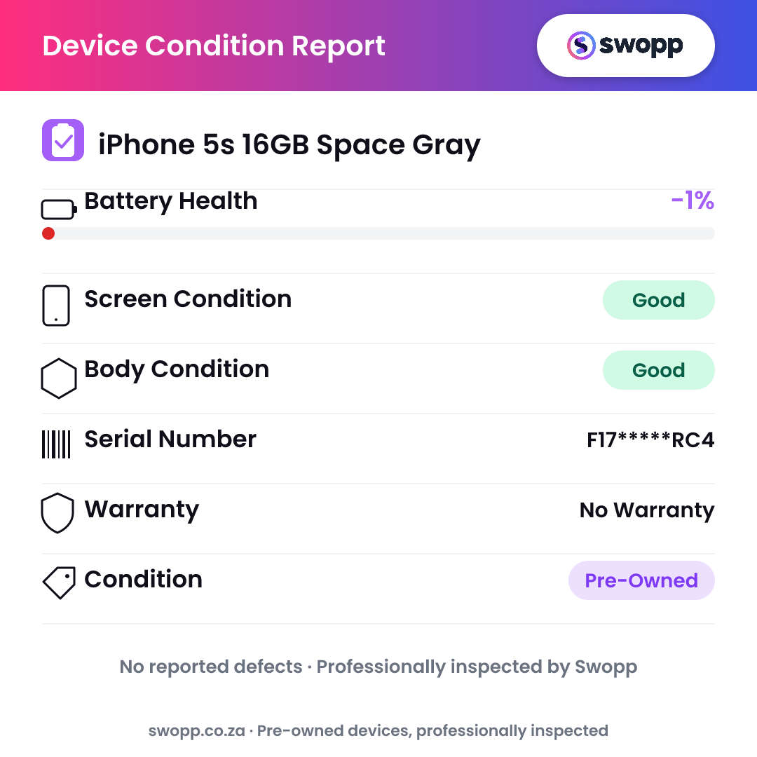 iPhone 5s 16GB Space Gray