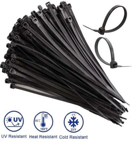 Noble Nylon Cable Ties 2.5 x 100mm Pack of 100 Black - Self-Locking Design Widely Used For Tying ...
