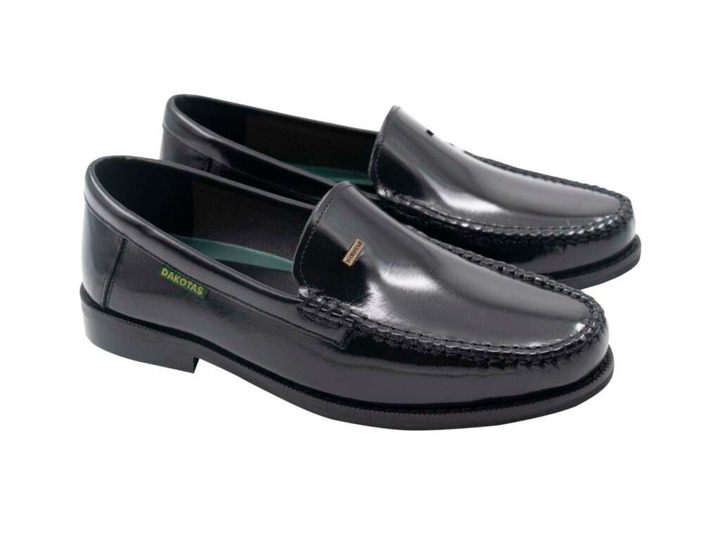 DAKOTA L320 HI-SHINE BLACK MOCCASIANS