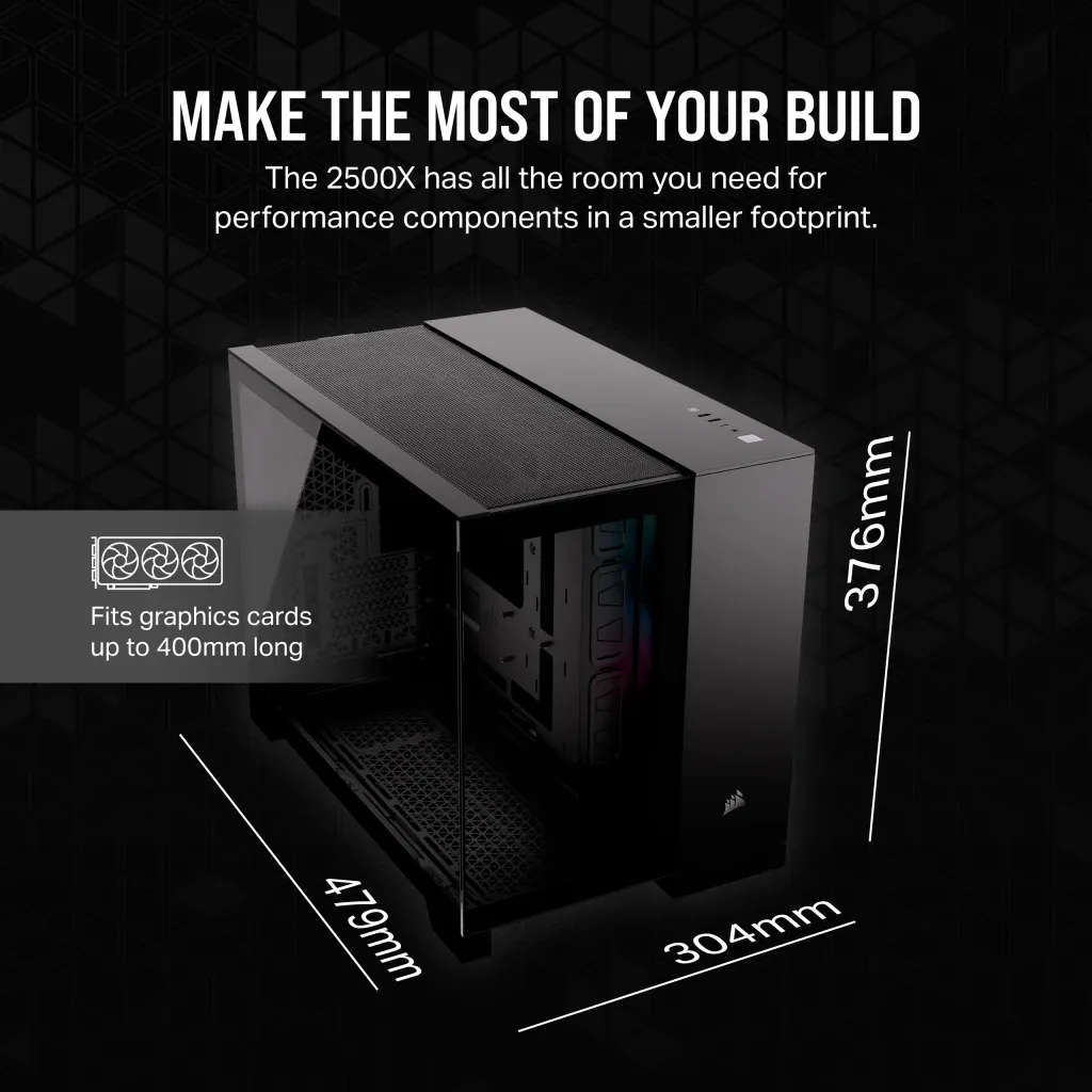 iCUE LINK 2500X RGB Micro ATX Dual Chamber PC Case - Black