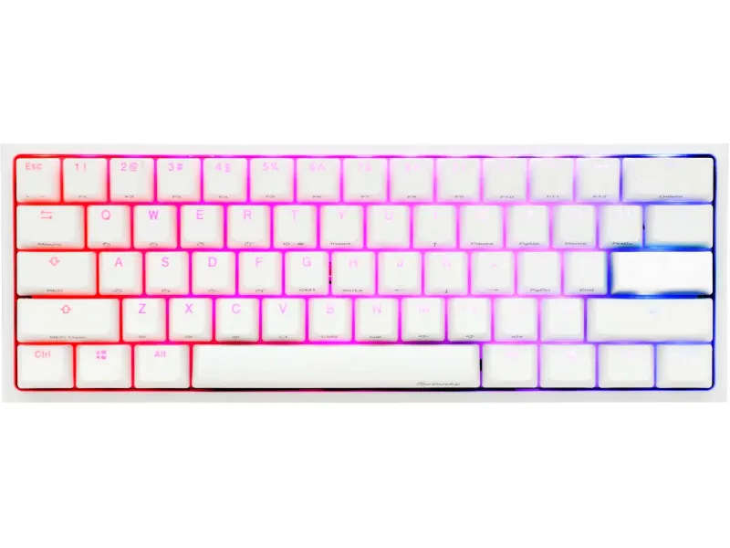 Ducky One 2 Pro Keyboard - 60% in White with Cherry Red Switches
