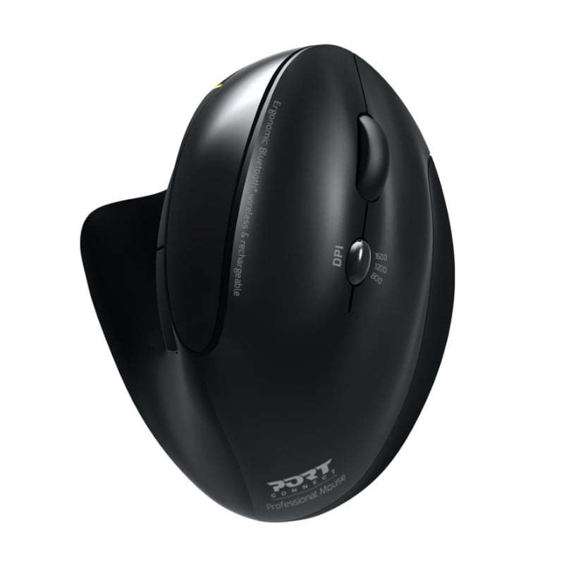 Port Connect Wireless Rechargeable Ergonomic Mouse - Black