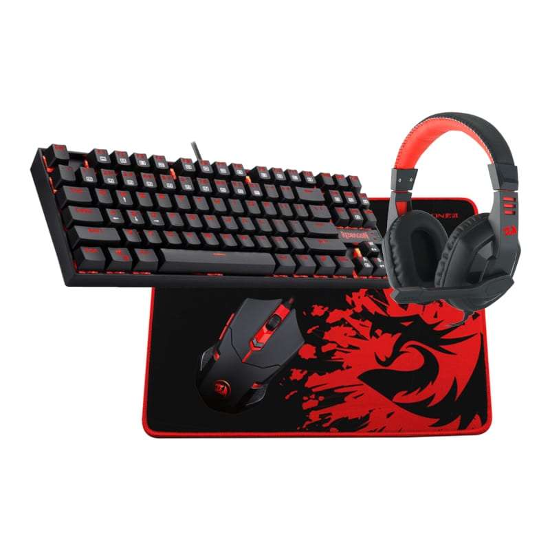 REDRAGON 4-in-1 Mechanical Gaming Combo: Mouse, Mouse Pad, Headset, Mechanical Keyboard