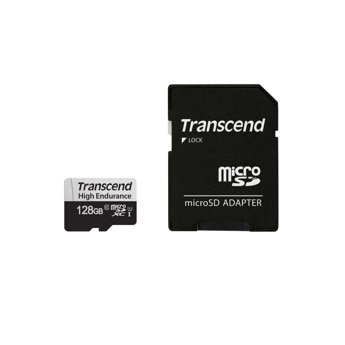 Transcend 350V 128GB High Endurance Micro SD UHS-I U1 Class 10 with SD Adapter