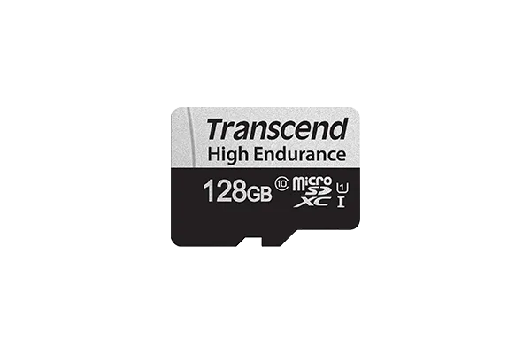 Transcend 350V 128GB High Endurance Micro SD UHS-I U1 Class 10 with SD Adapter