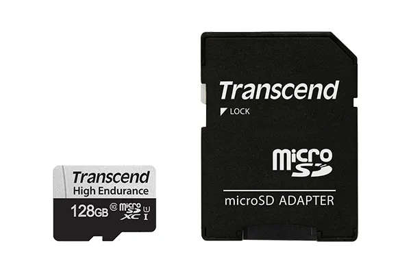 Transcend 350V 128GB High Endurance Micro SD UHS-I U1 Class 10 with SD Adapter