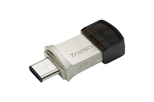 Transcend 128GB JetFlash 890 USB-C &amp; USB 3.1 OTG Flash Drive - Silver