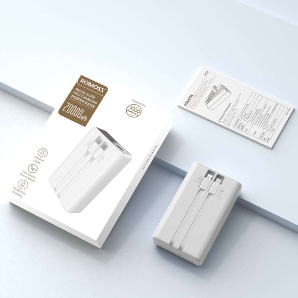 Romoss PAC20 20000mAh 22.5W Fast Charge Power Bank - White