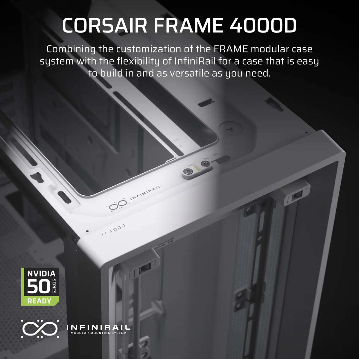 FRAME 4000D Mid-Tower PC Case; No Fans - White.