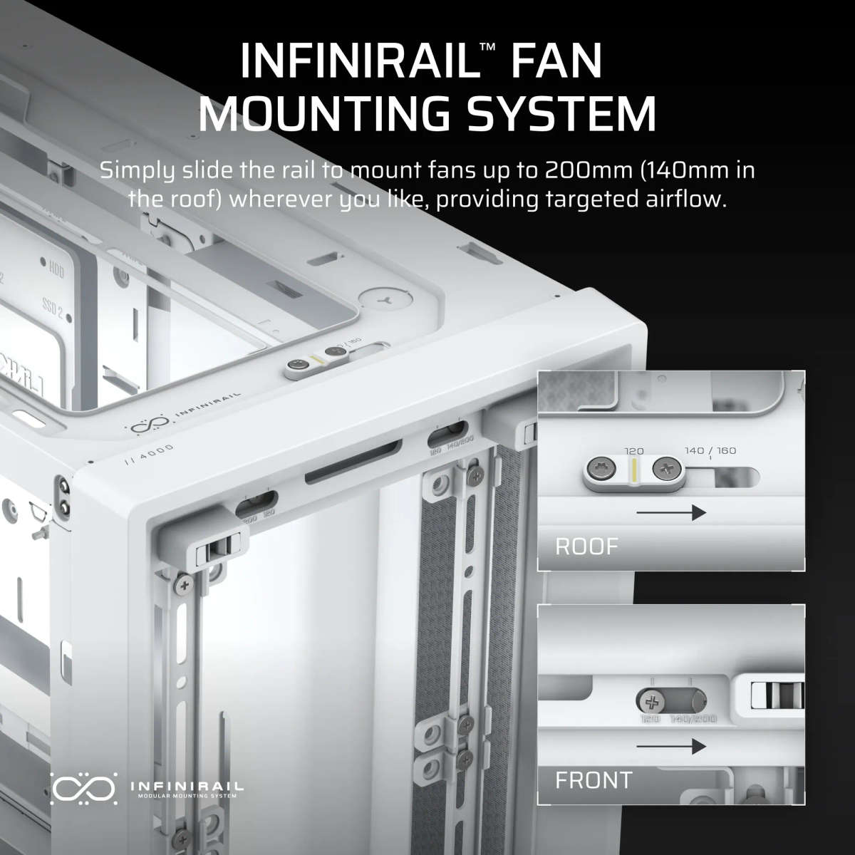 FRAME 4000D Mid-Tower PC Case; No Fans - White.