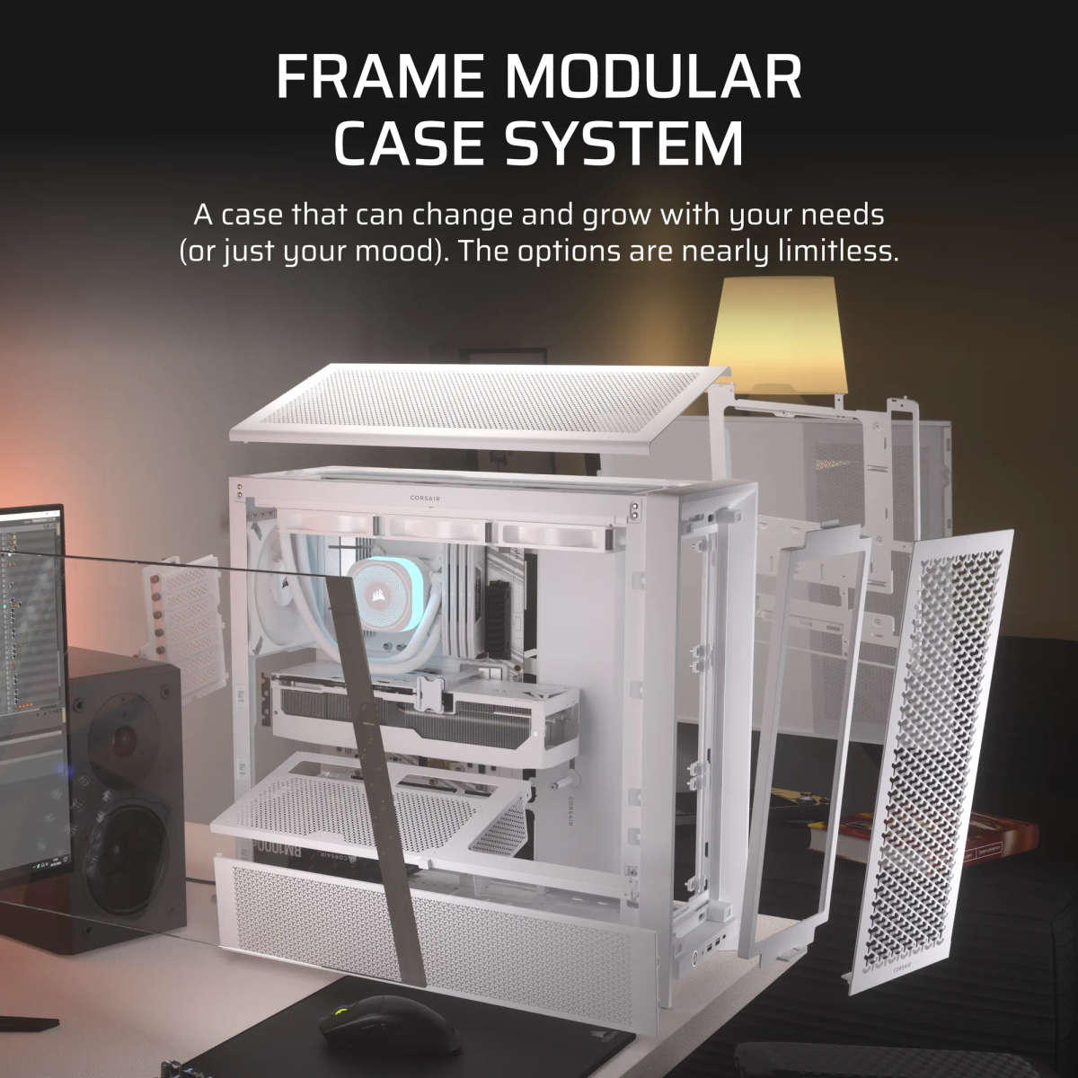 FRAME 4000D Mid-Tower PC Case; No Fans - White.