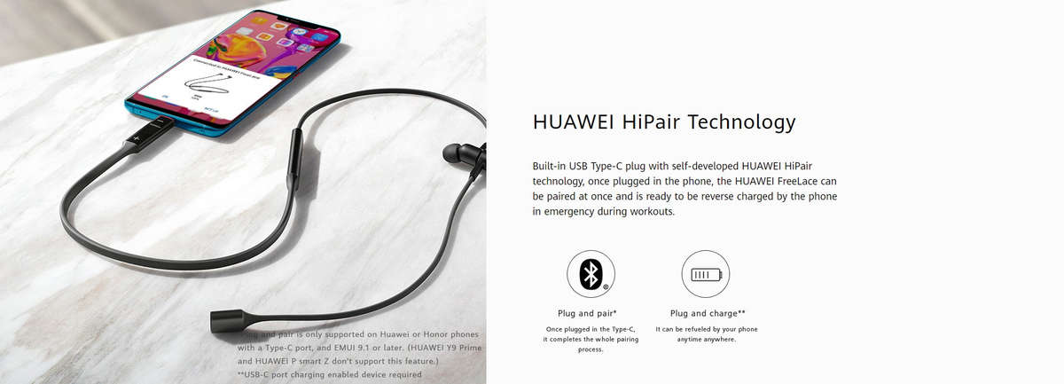 (BRAND NEW) Huawei FreeLace Waterproof Wireless In-Ear Headphone - Graphite Black (SEALED BOX)