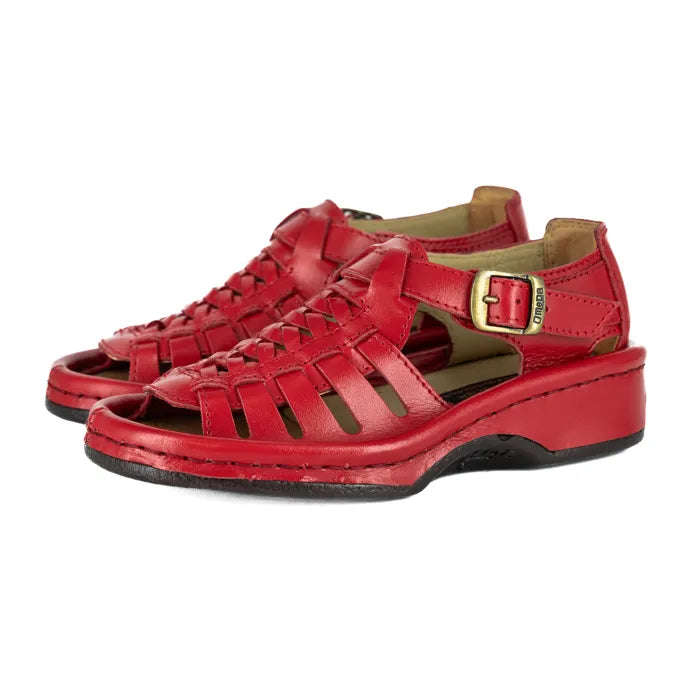 OMEGA KGOSI RED LEATHER SANDAL