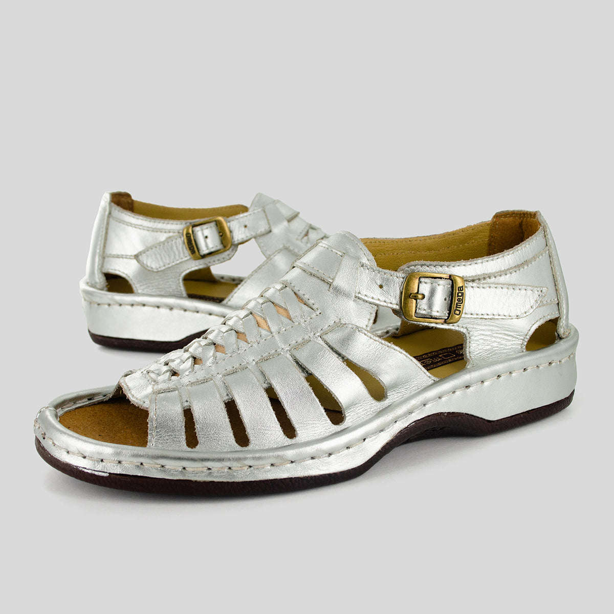 OMEGA KGOSI SILVER LEATHER SANDAL