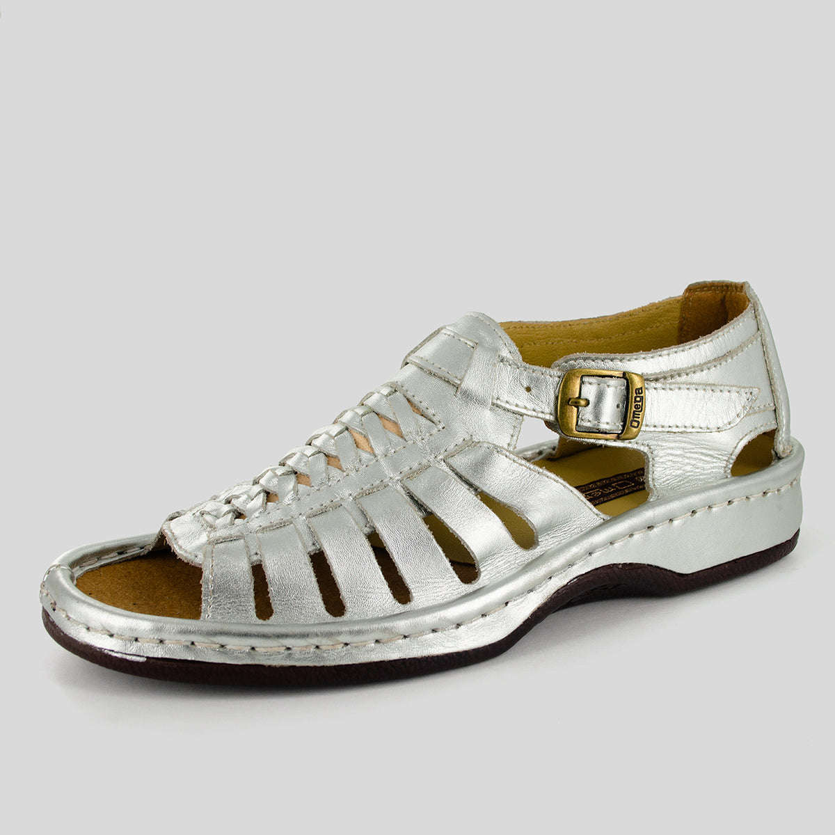 OMEGA KGOSI SILVER LEATHER SANDAL