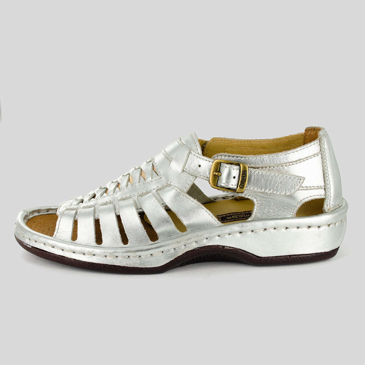 OMEGA KGOSI SILVER LEATHER SANDAL