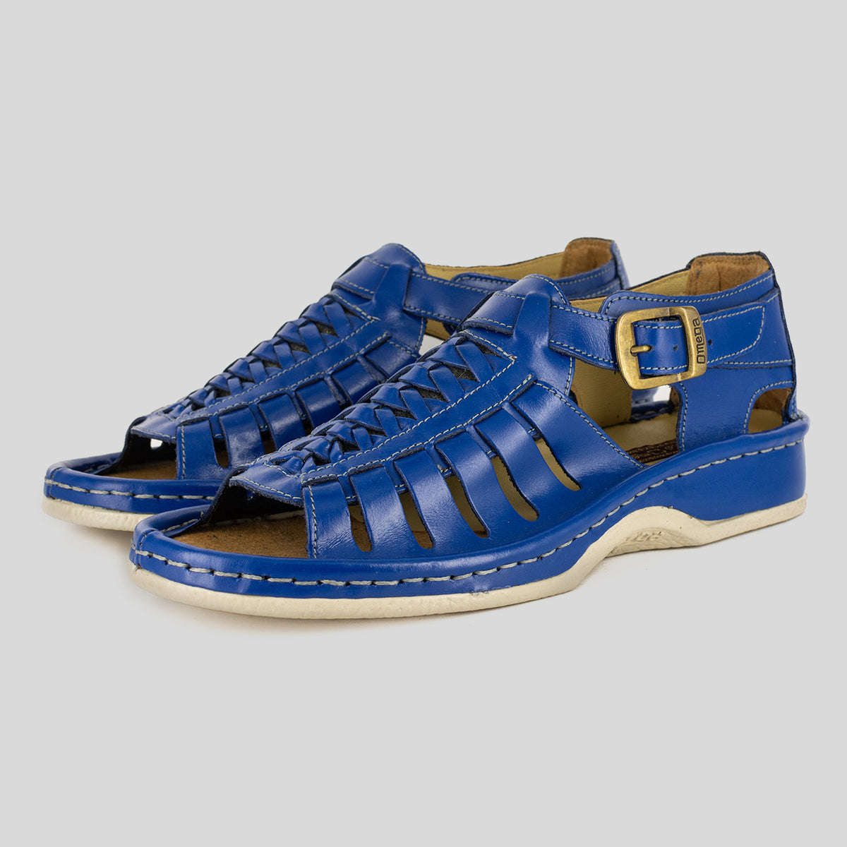 OMEGA KGOSI BUGATTI BLUE LEATHER SANDAL