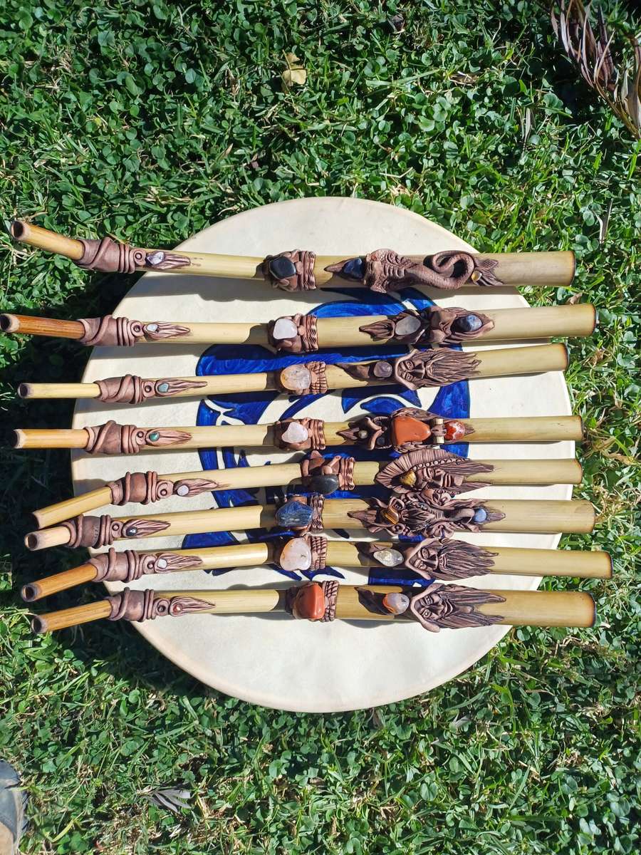 Large Tepi made from Bamboo with clay faces
