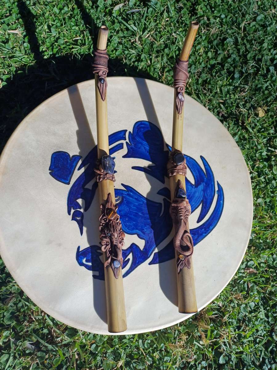Large Tepi made from Bamboo with clay faces