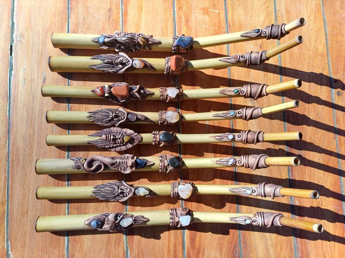 Large Tepi made from Bamboo with clay faces