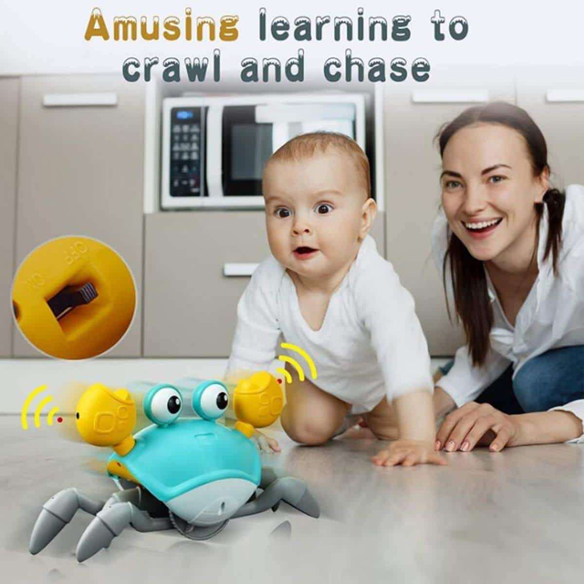 Battery Crawling Crab Interactive Toy Toddler Activity Toy Belly Play