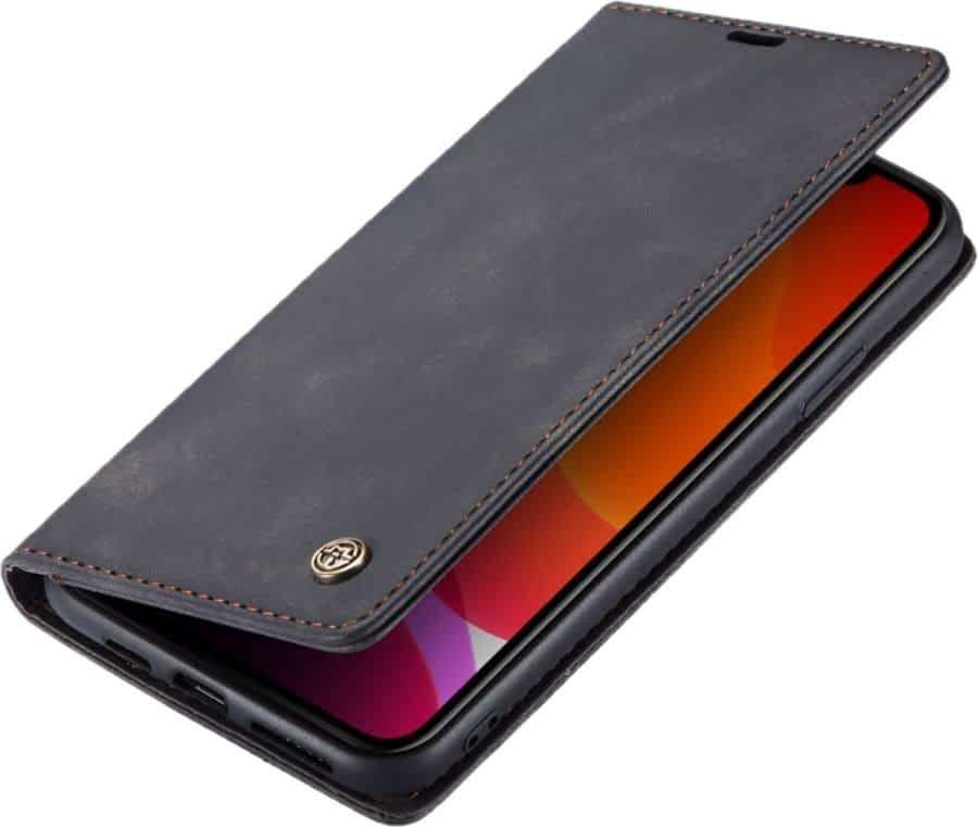 iPhone 12 Pro Leather Flip Cover Black