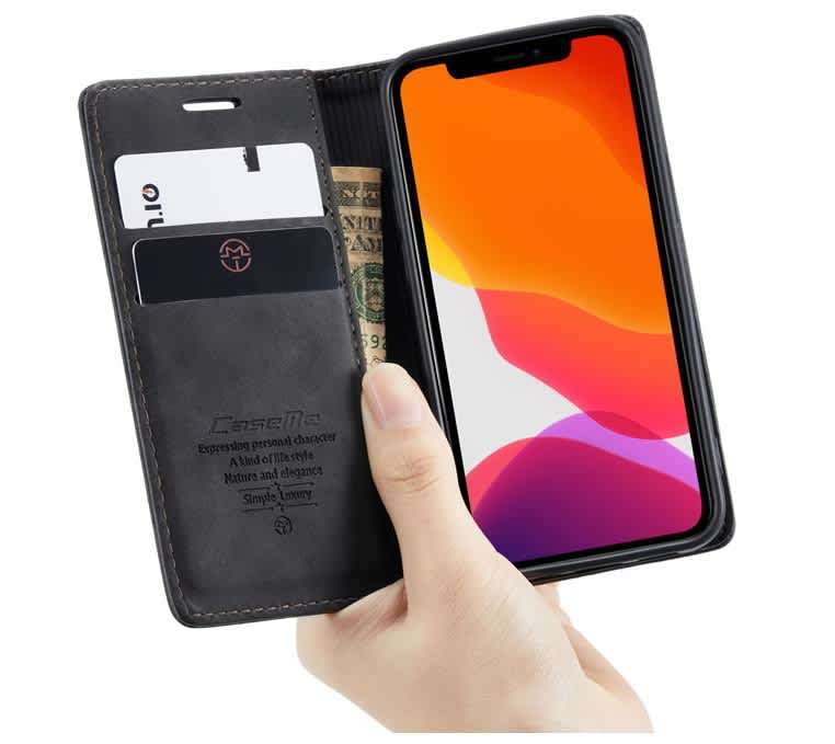 iPhone 12 Pro Leather Flip Cover Black