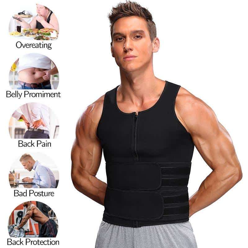 Compression Sculpting Sauna Fat Burn Zipper Vest For Men