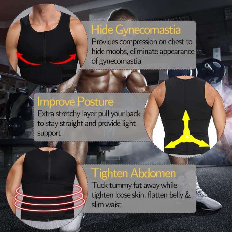 Compression Sculpting Sauna Fat Burn Zipper Vest For Men