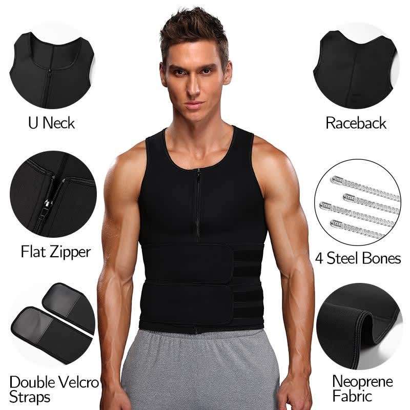 Compression Sculpting Sauna Fat Burn Zipper Vest For Men