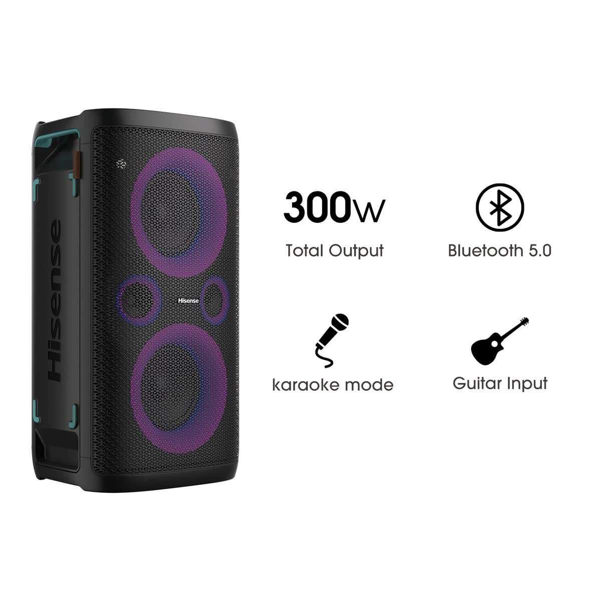 Hisense 300W Party Rocker One True Wireless Stereo Bluetooth Speaker-Black