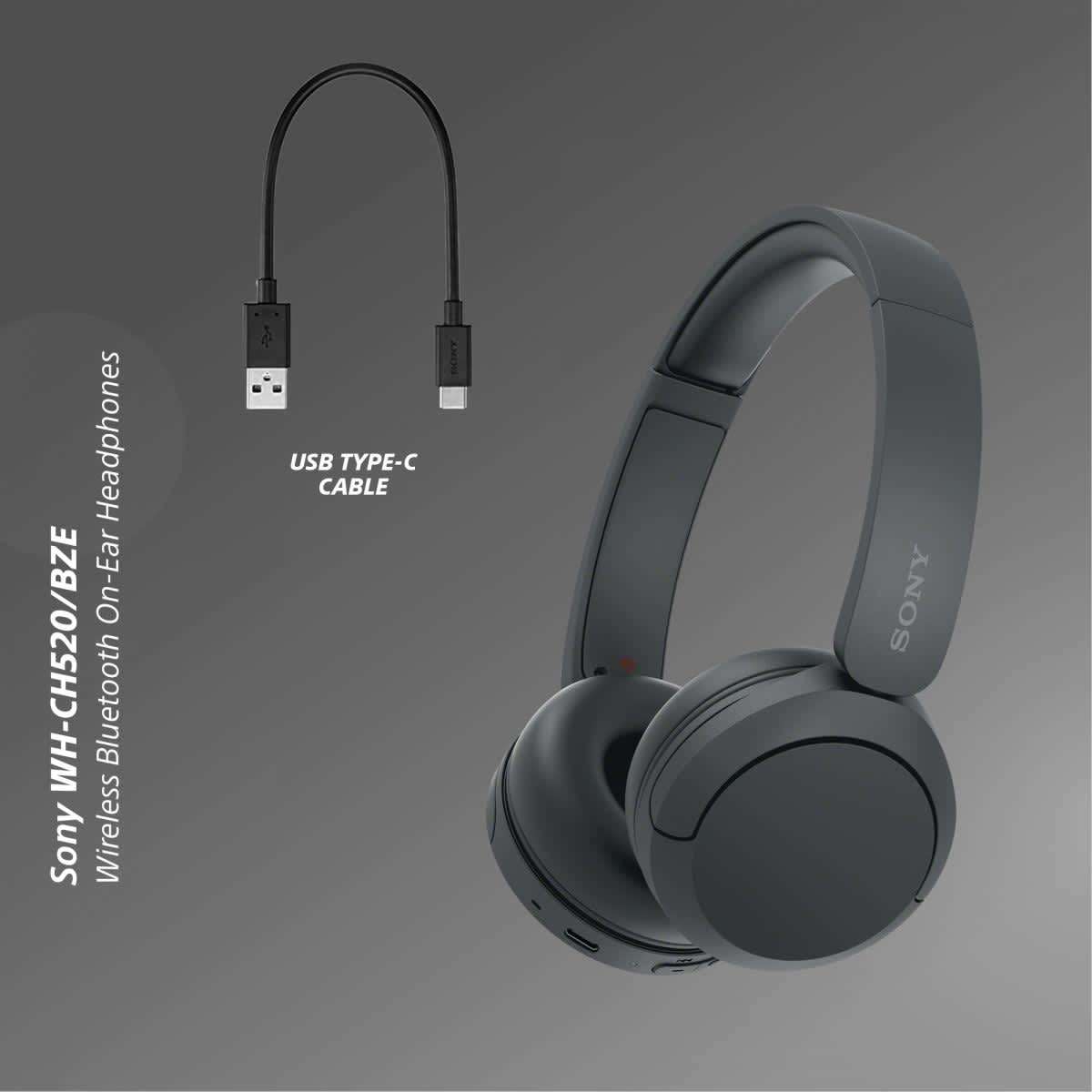 Sony WH-CH520 Wireless Bluetooth On-Ear Headphones - Black