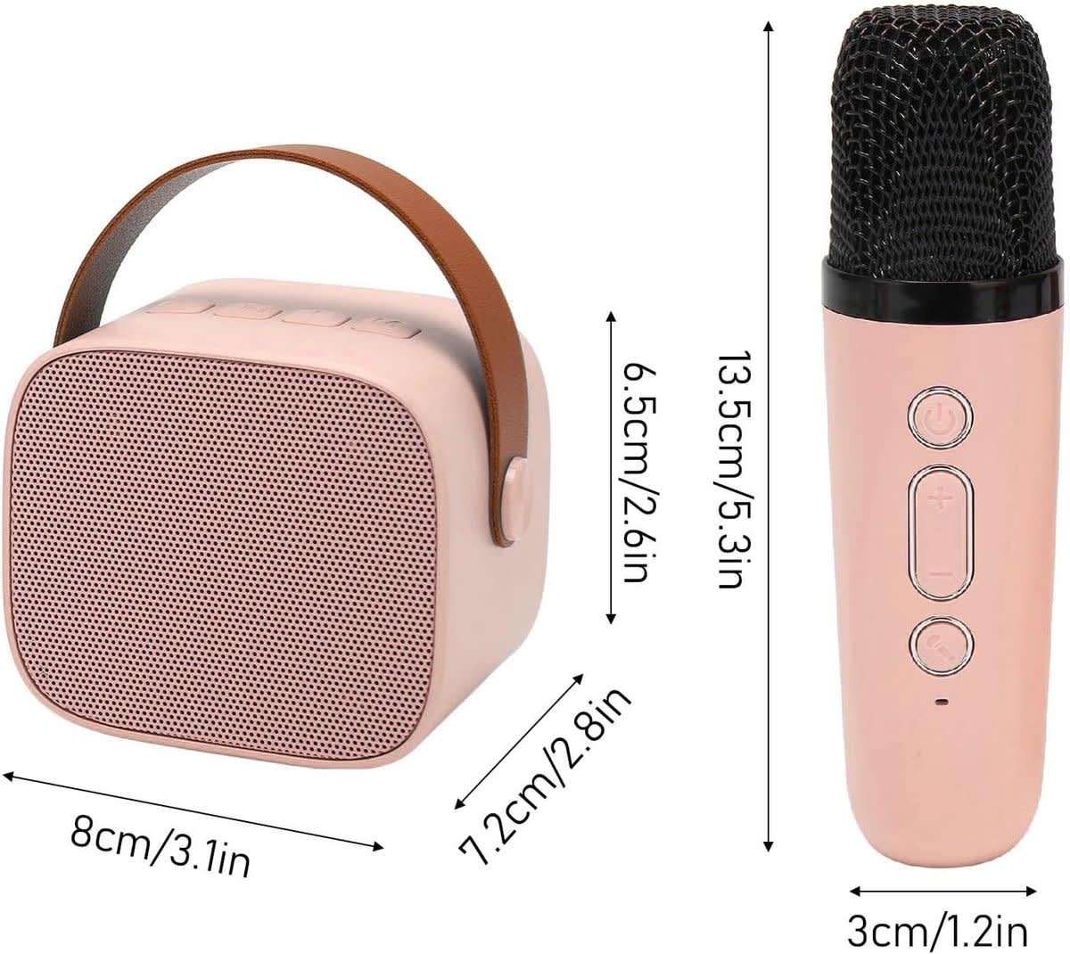 Portable Bluetooth Wireless Karaoke Speakers with 2 Microphones - Pink