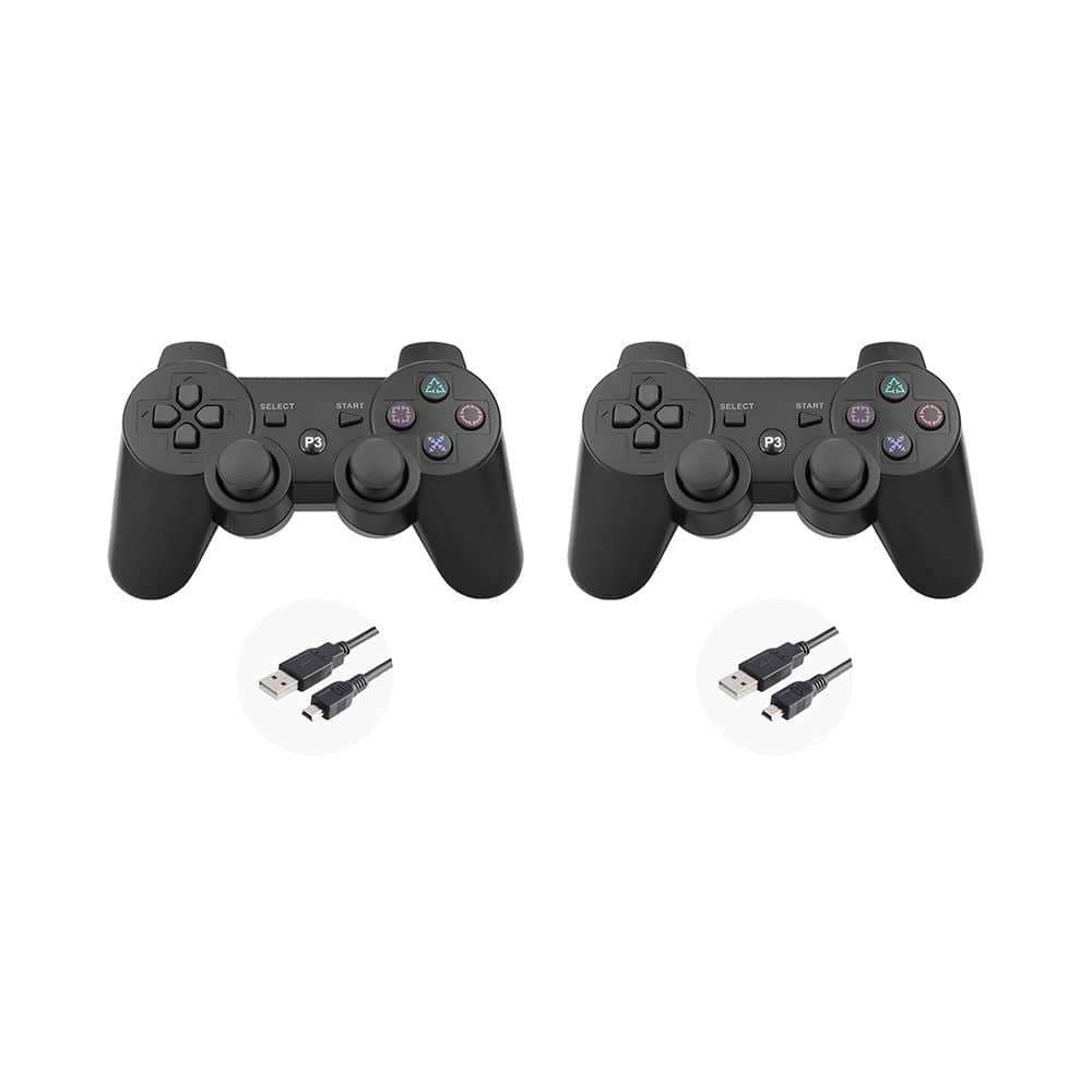 Wireless Controller for Playstation 3 + Charging Cables - 2 Pack