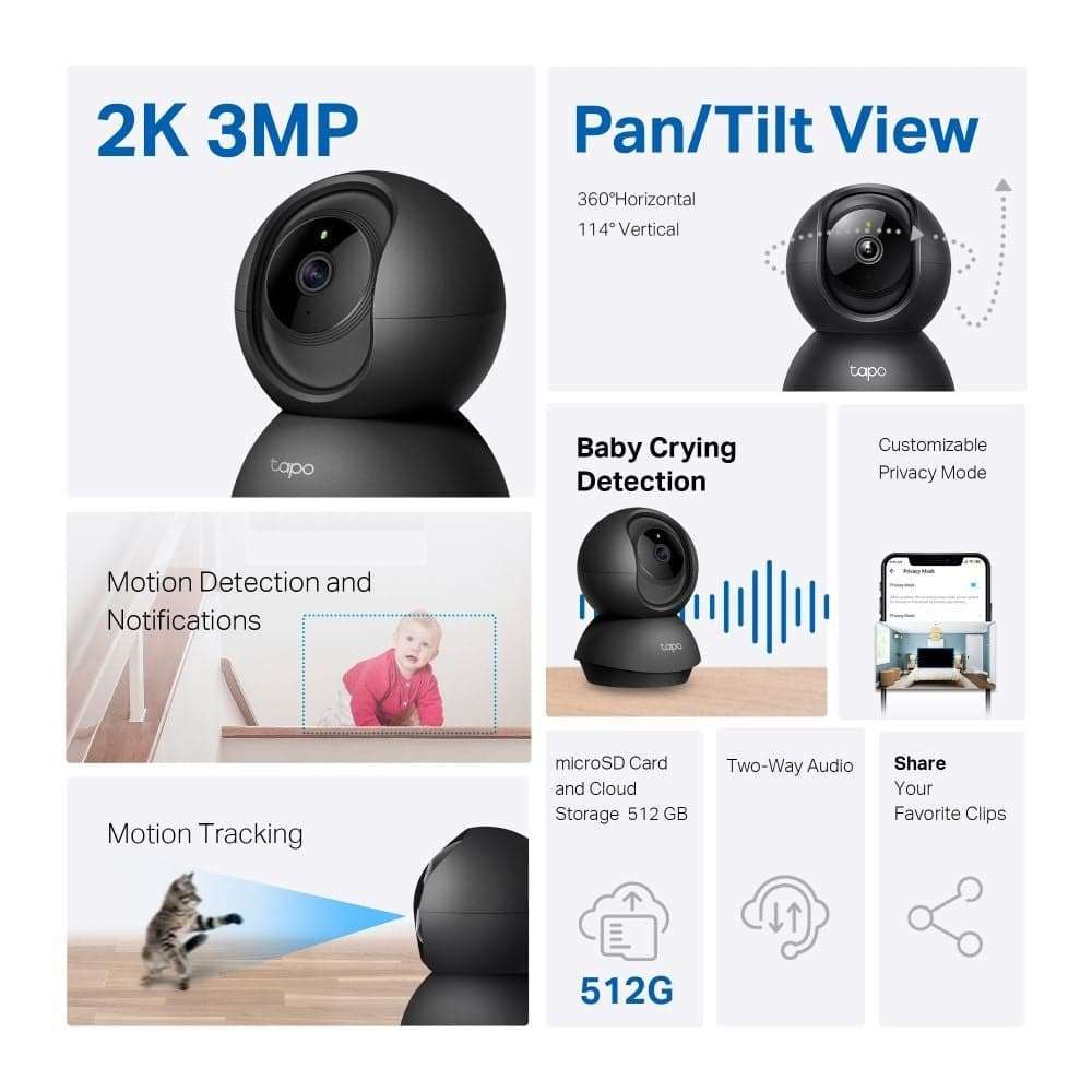 TP-Link Tapo C211 Pan/Tilt Home 2K 360 Security Wi-Fi Camera voice control
