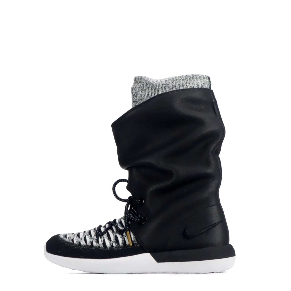 Nike Women's Roshe Two Hi Flyknit  Black/Black/White  UK 3