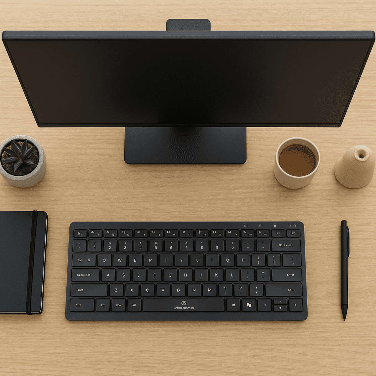 Volkano Galena Series Bluetooth Dual-Device Compact Wireless Keyboard  Black