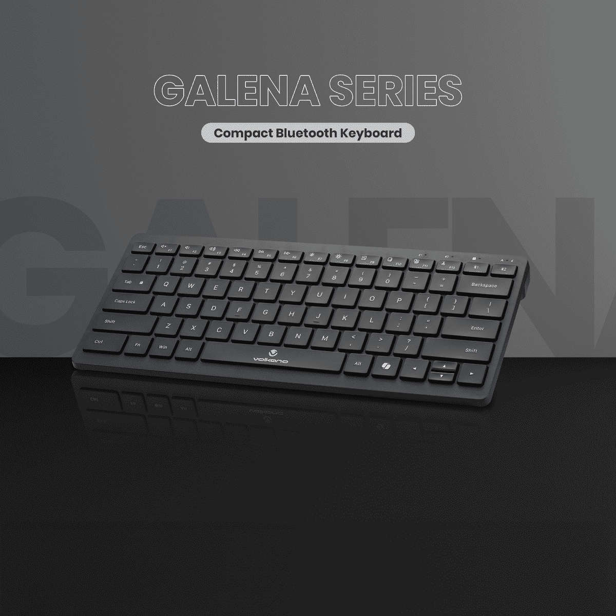 Volkano Galena Series Bluetooth Dual-Device Compact Wireless Keyboard  Black