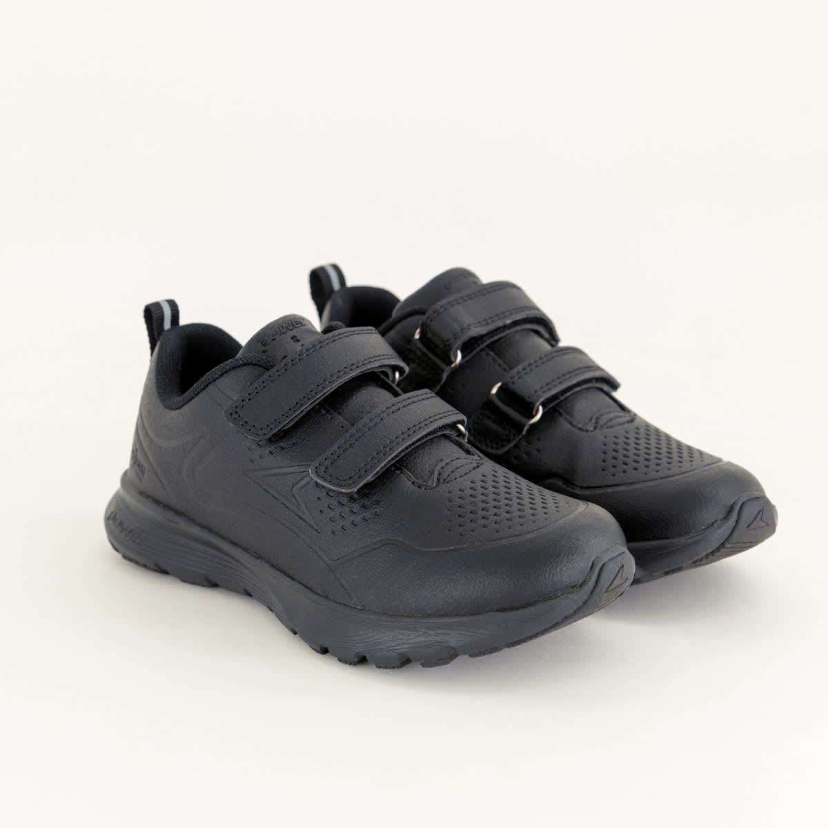 Power x Toughees Wave Denton Boys Hook & Loop Black Sneakers  UK Junior 10