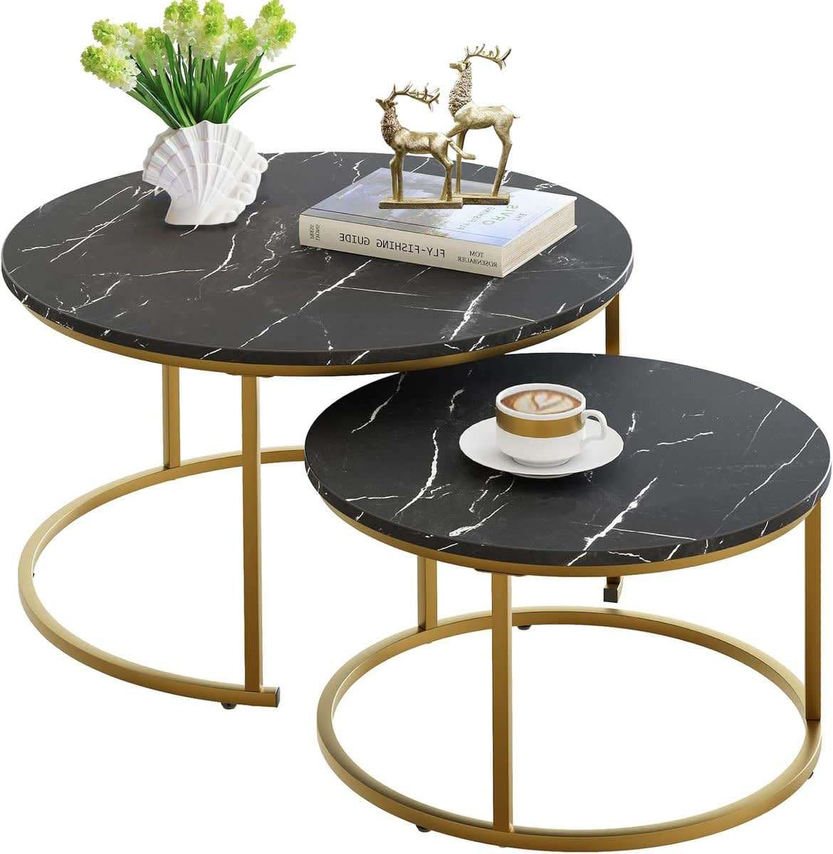 Nesting Coffee Table Side End Tables Office Center Desk Living Room - 2 Piece