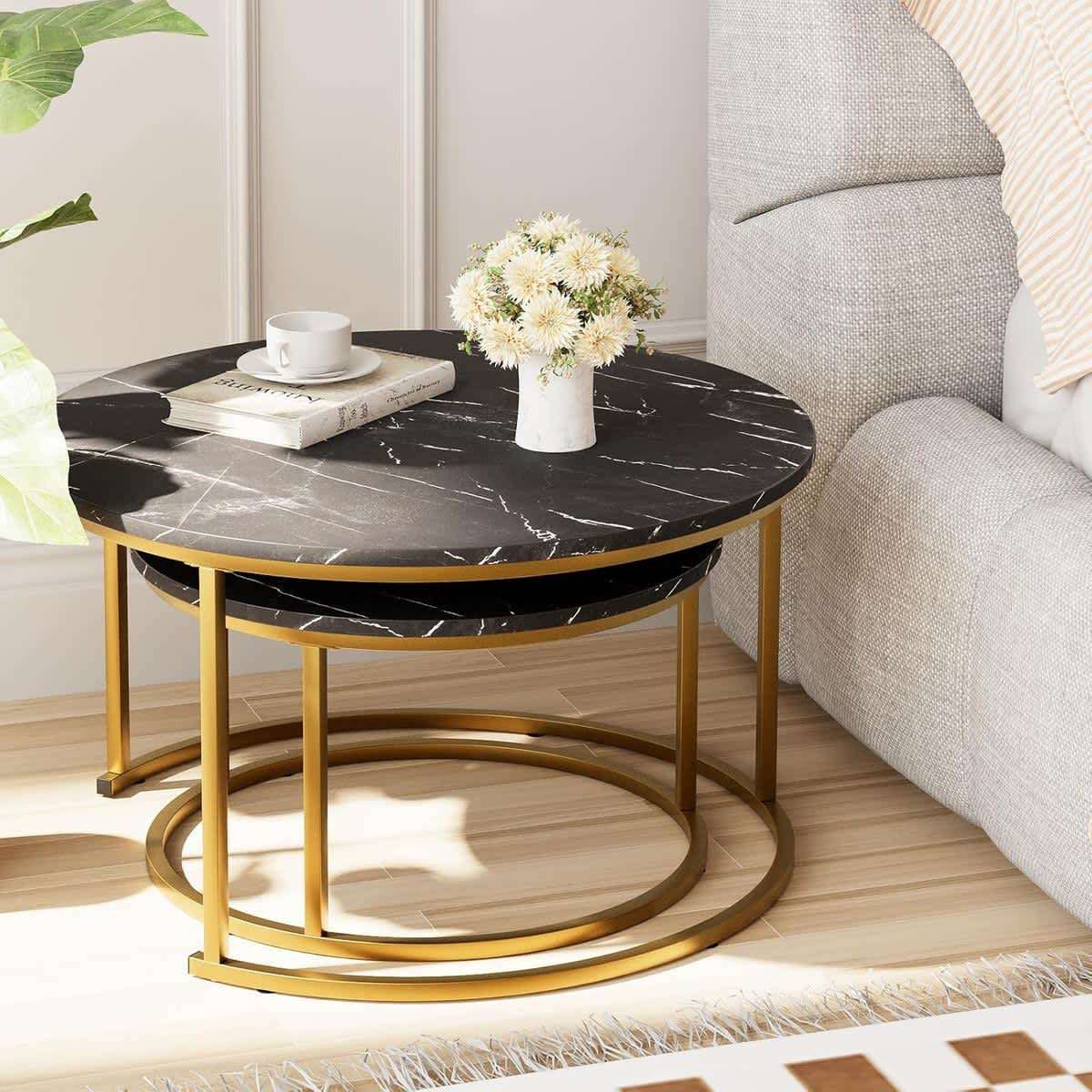 Nesting Coffee Table Side End Tables Office Center Desk Living Room - 2 Piece