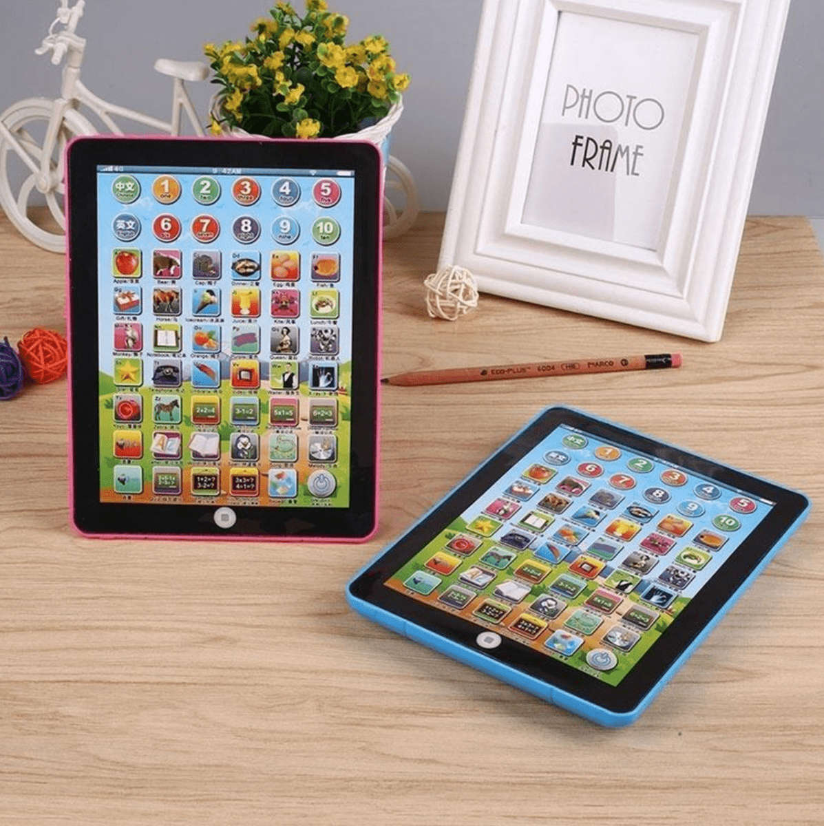 Interactive Educational Tablet for Kids with Batteries - 2 Pack - Pink