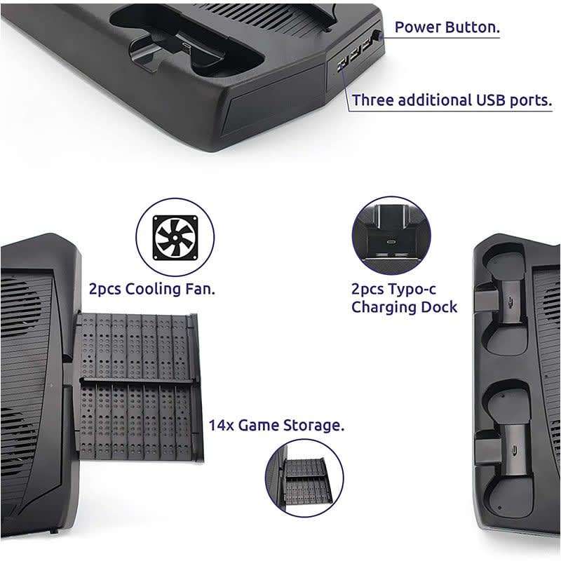 KJH P5-010-2 PS5 Charging Stand with Cooling Fans & Controller Dock